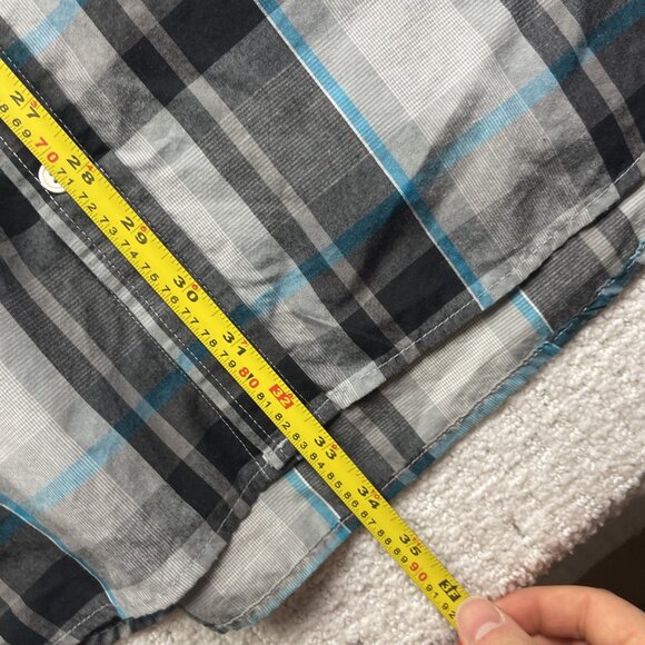 Y2K Hurley Shirt Mens XXL Light Grey / Blue Button Up Skater Surfer Beach Casual - Picture 9 of 15